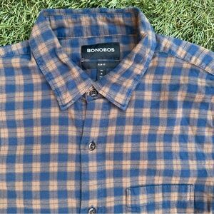 Bonobos Men’s Lightweight Stretch Flannel Button-Down Shirt Cottagecore Plaid M